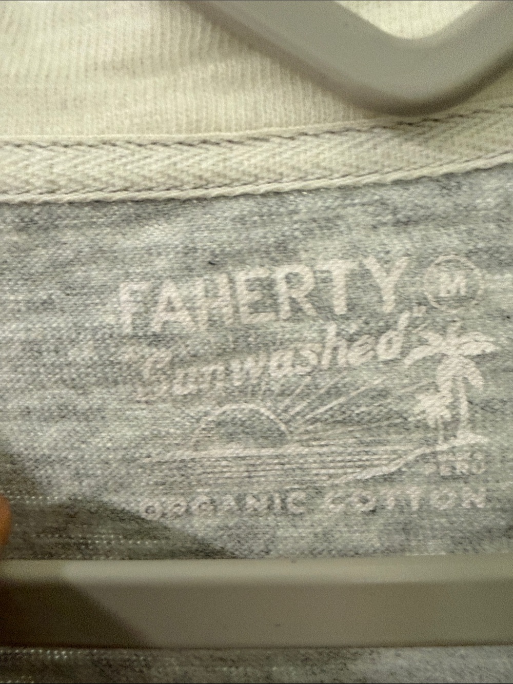 Faherty Heather Gray Tee with Cream Trim - Picture 2 of 4